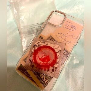 Clear Glitter iPhone 11 Case with Pink Accents